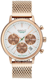 Gant Biały/Stal w kolorze różowego złota Ø38 mm GT032005