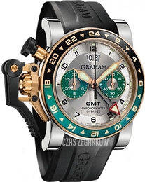 Graham Chronofighter Oversize Srebrny/Guma Ø47 mm 2OVGG.S06A