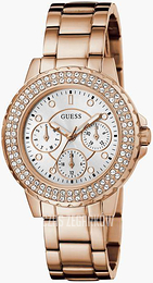 Guess Multifunction Biały/Stal w kolorze różowego złota Ø36 mm GW0410L3