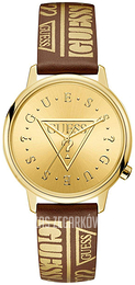 Guess Iconic Żółte złoto/Skóra Ø42 mm V1008M2