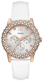Guess Dazzler Srebrny/Skóra Ø40 mm W0336L3