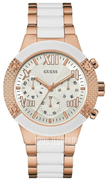 Guess Biały/Stal w kolorze różowego złota Ø39 mm W0770L2
