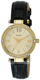 Guess Park Ave Żółte złoto/Skóra Ø30 mm W0838L1