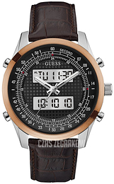 Guess Sporty Czarny/Skóra Ø45 mm W0861G1