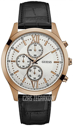 Guess Sporty Srebrny/Skóra Ø44 mm W0876G2