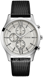 Guess Hudson Srebrny/Skóra Ø44 mm W0876G4