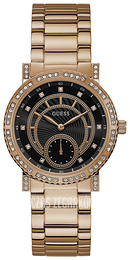 Guess Czarny/Stal w kolorze różowego złota Ø38 mm W1006L2