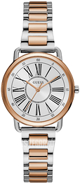 Guess Jackie Biały/Stal w kolorze różowego złota Ø34 mm W1148L4