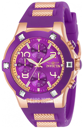 Invicta Purpurowy/Stal w kolorze różowego złota Ø39 mm 24195
