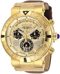 Invicta Subaqua Żółte złoto/Skóra Ø52 mm 29370