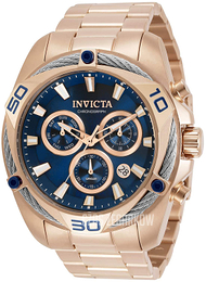 Invicta Bolt Niebieski/Stal w kolorze różowego złota Ø50 mm 31328