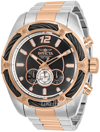 Invicta Bolt Czarny/Stal w kolorze różowego złota Ø52 mm 31472