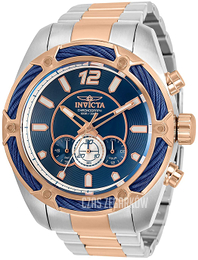 Invicta Bolt Niebieski/Stal w kolorze różowego złota Ø52 mm 31474