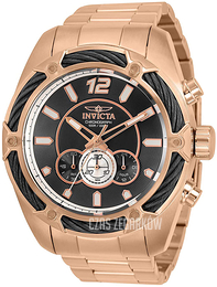 Invicta Bolt Czarny/Stal w kolorze różowego złota Ø52 mm 31476