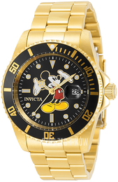 Invicta Disney Czarny/Stal w odcieniu złota Ø42 mm 32384