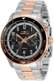 Invicta Speedway Czarny/Stal w kolorze różowego złota Ø46 mm 33965