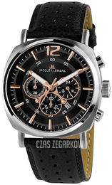 Jacques Lemans Lugano Czarny/Skóra 1-1645J