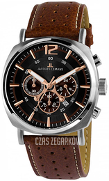 Jacques Lemans Lugano Czarny/Skóra 1-1645K