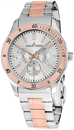 Jacques Lemans Rome Srebrny/Stal w kolorze różowego złota Ø41 mm 1-1691ZI