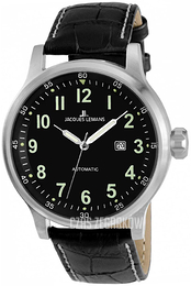 Jacques Lemans Porto Czarny/Skóra Ø48 mm 1-1723G