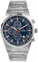 Jacques Lemans Manchester Niebieski/Stal Ø43 mm 1-1734B