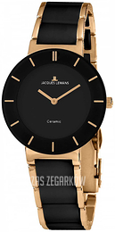 Jacques Lemans Monaco Czarny/Stal w kolorze różowego złota Ø38 mm 1-1866C