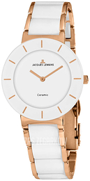 Jacques Lemans Monaco Biały/Stal w kolorze różowego złota Ø38 mm 1-1866D