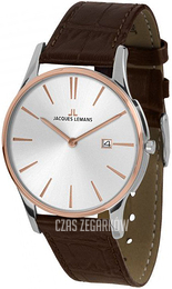 Jacques Lemans London Srebrny/Skóra Ø36 mm 1-1937F