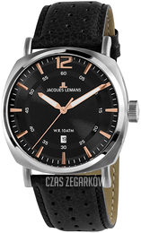 Jacques Lemans Lugano Czarny/Skóra Ø42 mm 1-1943A
