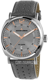 Jacques Lemans Lugano Szary/Skóra Ø42 mm 1-1943E