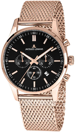 Jacques Lemans Czarny/Stal w kolorze różowego złota Ø42 mm 1-2025I