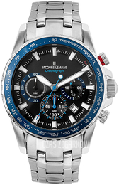 Jacques Lemans Liverpool Czarny/Stal Ø42 mm 1-2099E