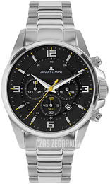 Jacques Lemans Liverpool Czarny/Stal Ø44 mm 1-2118D