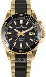 Jacques Lemans Hybromatic Czarny/Stal w odcieniu złota Ø42 mm 1-2222D