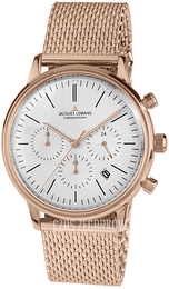 Jacques Lemans Retro Classic Biały/Stal w kolorze różowego złota Ø39 mm N-209ZM