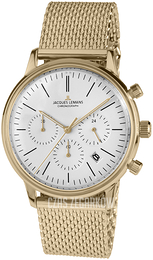 Jacques Lemans Retro Classic Biały/Stal w odcieniu złota Ø39 mm N-209ZN