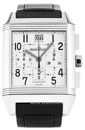 Jaeger LeCoultre Reverso Squadra Chronograph GMT Srebrny/Guma 41x35 mm 7018620