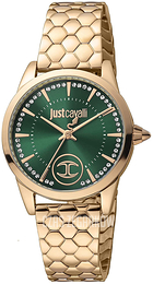 Just Cavalli Glam Zielony/Stal w odcieniu złota Ø32 mm JC1L087M0275