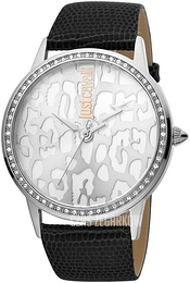 Just Cavalli Srebrny/Skóra Ø42 mm JC1L094L0015