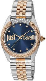 Just Cavalli Animalier Niebieski/Stal w kolorze różowego złota Ø34 mm JC1L195M0125