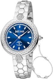 Just Cavalli Snake Niebieski/Stal Ø34 mm JC1L205M0045