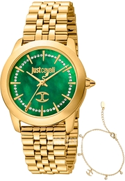 Just Cavalli Glam Zielony/Stal w odcieniu złota Ø34 mm JC1L211M0075