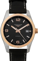 Longines Conquest Czarny/Skóra Ø40 mm L2.785.5.56.3