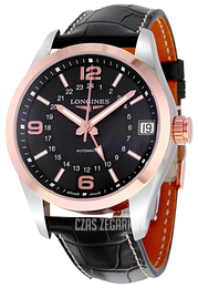 Longines Conquest Czarny/Skóra Ø42 mm L2.799.5.56.3