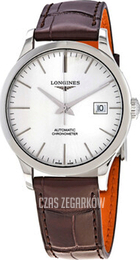 Longines Record Srebrny/Skóra Ø38.5 mm L2.820.4.72.2