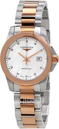 Longines Conquest Ladies Biały/Stal w kolorze różowego złota Ø29.5 mm L3.376.3.88.7