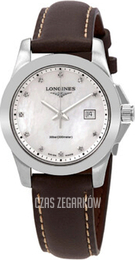 Longines Conquest Ladies Biały/Skóra Ø29.5 mm L3.376.4.87.5