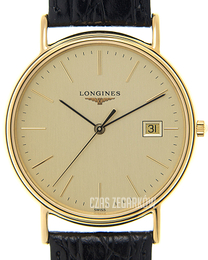 Longines Presences Żółte złoto/Skóra Ø38.5 mm L4.790.2.32.2