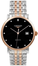 Longines Elegant Czarny/Stal w kolorze różowego złota Ø39 mm L4.910.5.57.7