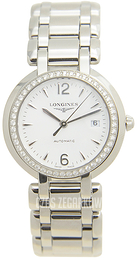 Longines PrimaLuna Biały/Stal Ø30 mm L8.113.0.16.6
